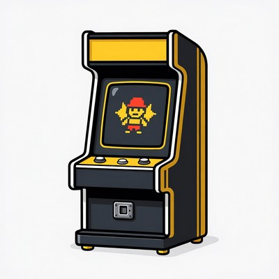 Arcade machine with pixel character