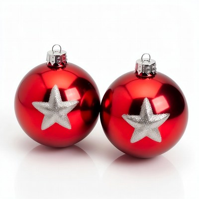 Two Red Christmas Ornaments with Stars