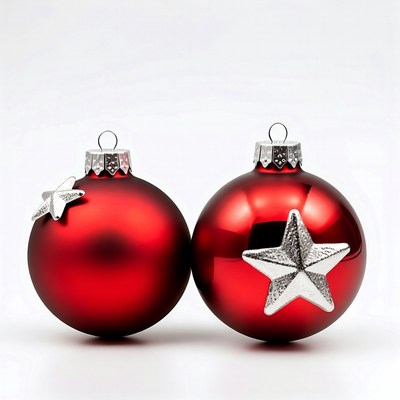 Red Christmas Ornaments with Silver Stars