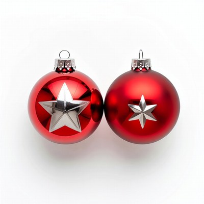 Red Christmas Ornaments with Silver Stars