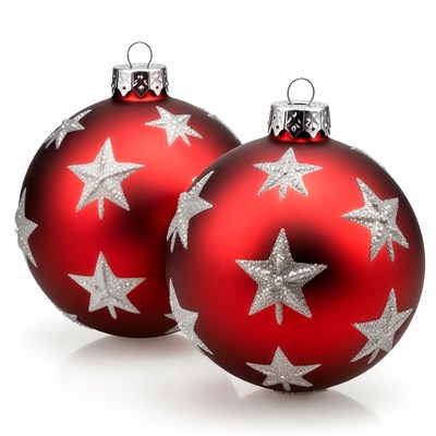 Red Christmas Ornaments with Silver Stars