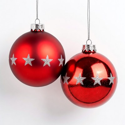 Red Christmas Ornaments with Silver Stars