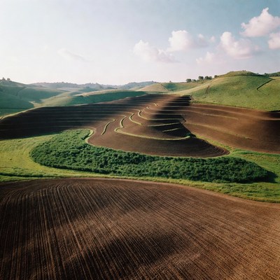 Terraced Farmland Hills Landscape