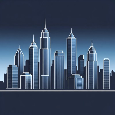 Blue Skyline City Silhouette Illustration