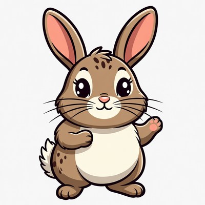 Cute cartoon bunny waving