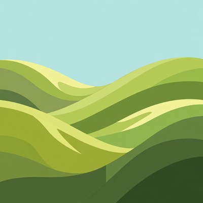 Green Rolling Hills Illustration