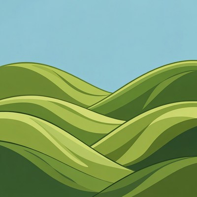 Green Rolling Hills Illustration