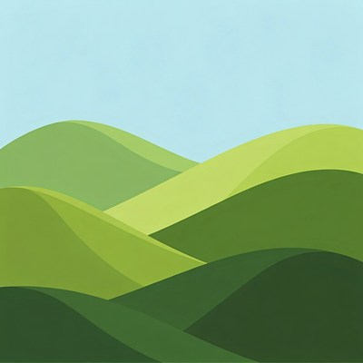 Green Hills Under Blue Sky