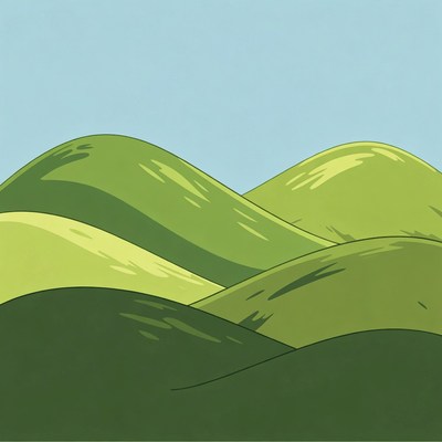 Green Hills Under Blue Sky