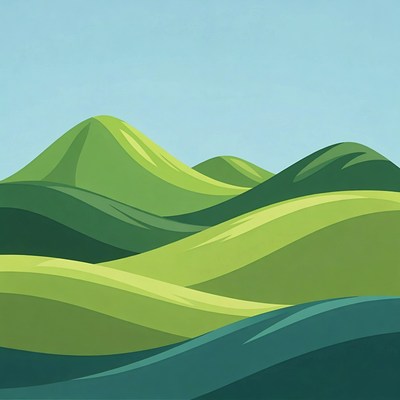 Green Mountains Under Blue Sky