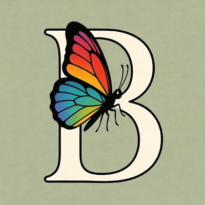 Colorful Butterfly on Letter B