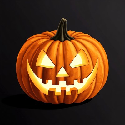 Jack-o'-lantern pumpkin on black background