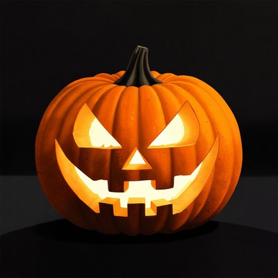 Lit Jack-o'-lantern Pumpkin