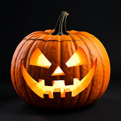Jack-o'-lantern pumpkin with glowing face