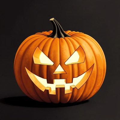 Jack-o'-lantern pumpkin on black background