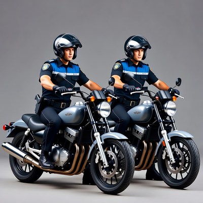 Two Police Officers on Motorcycles