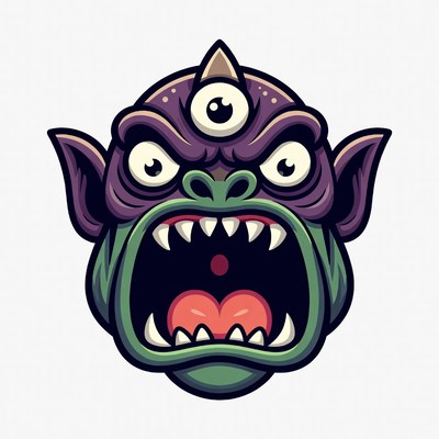 Roaring Green Goblin Monster Illustration