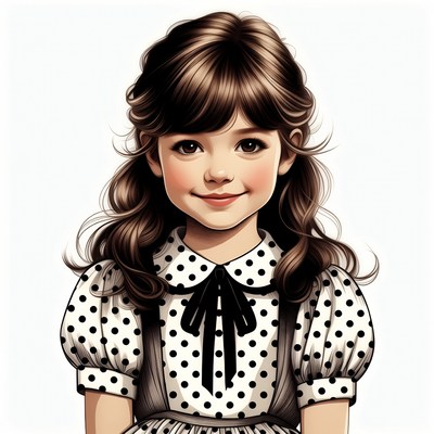 Smiling girl in polka dot dress