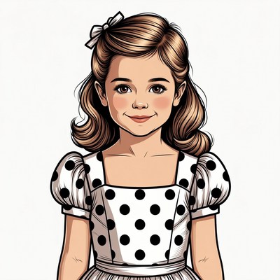 Girl in polka dot dress with bow
