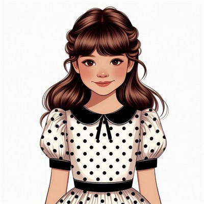 Asian girl in polka dot dress