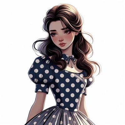 Beautiful woman in polka dot dress