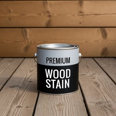 Premium Wood Stain Can on Deck