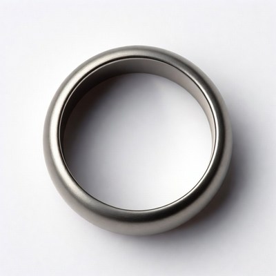 Silver wedding ring on white background