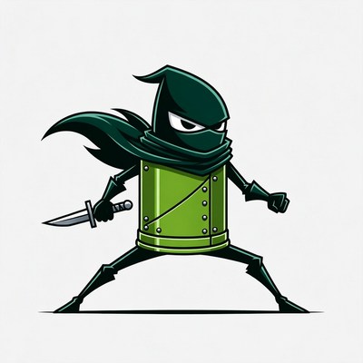 Cartoon Green Ninja Bean with Sword