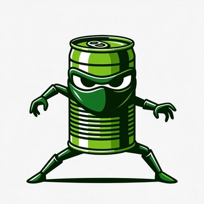 Green Ninja Can Illustration