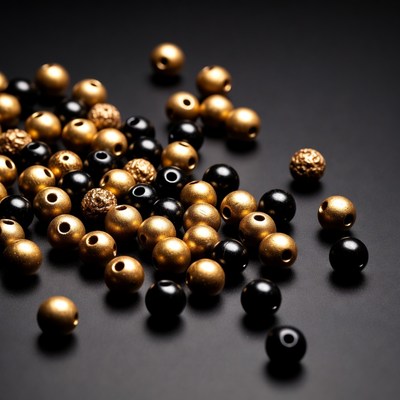 Gold and Black Beads Scattered