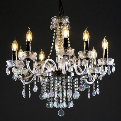 Crystal Chandelier with Lit Candles