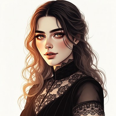 Beautiful woman in black lace dress