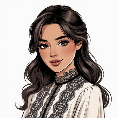 Beautiful woman in lace collar blouse