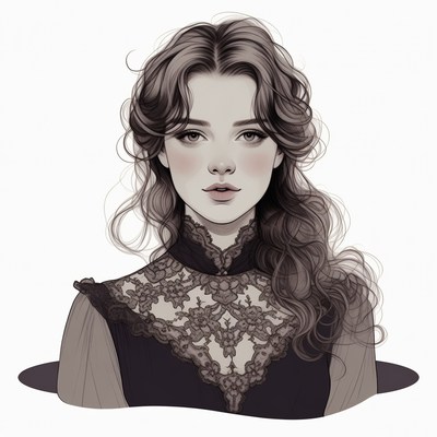 Victorian woman in lace dress