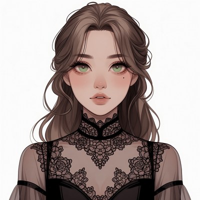 Beautiful woman in lace dress portrait