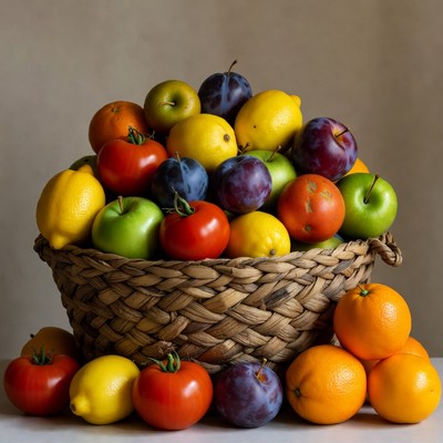 Colorful Fruit Basket Overflowing