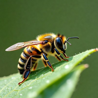 Honey Bee on Leaf