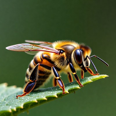 Honey Bee on Leaf