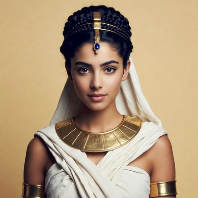 Beautiful Egyptian woman in white gown