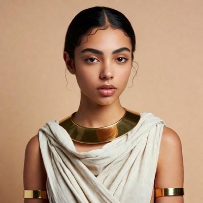 Woman in gold Egyptian jewelry
