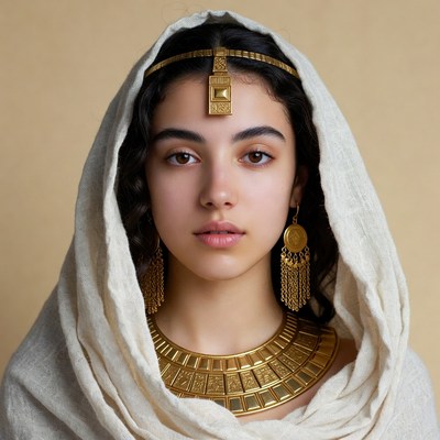 Woman in Egyptian gold jewelry