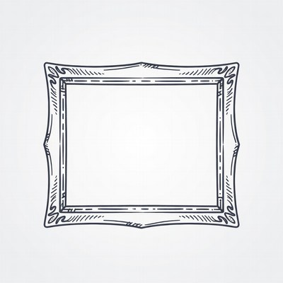 Ornate Sketch Empty Picture Frame