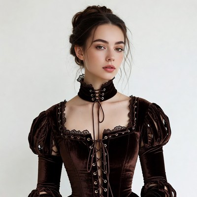 Woman in Victorian Velvet Dress