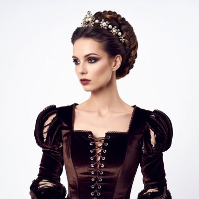 Woman in velvet Renaissance gown