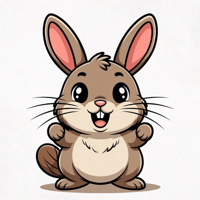 Cute cartoon bunny smiling
