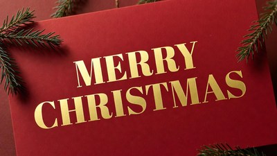 Merry Christmas Card with Pine Branches