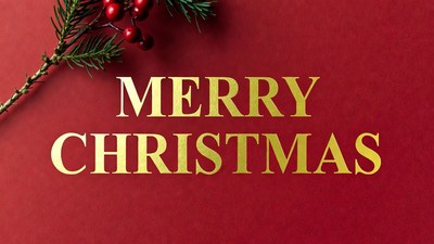 Merry Christmas with Fir and Berries