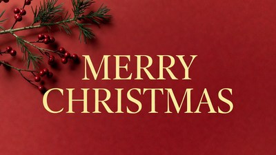 Merry Christmas with Red Berries