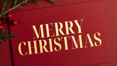 Merry Christmas Red Card with Holly