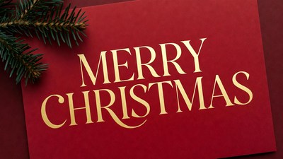 Merry Christmas Card with Pine Branches